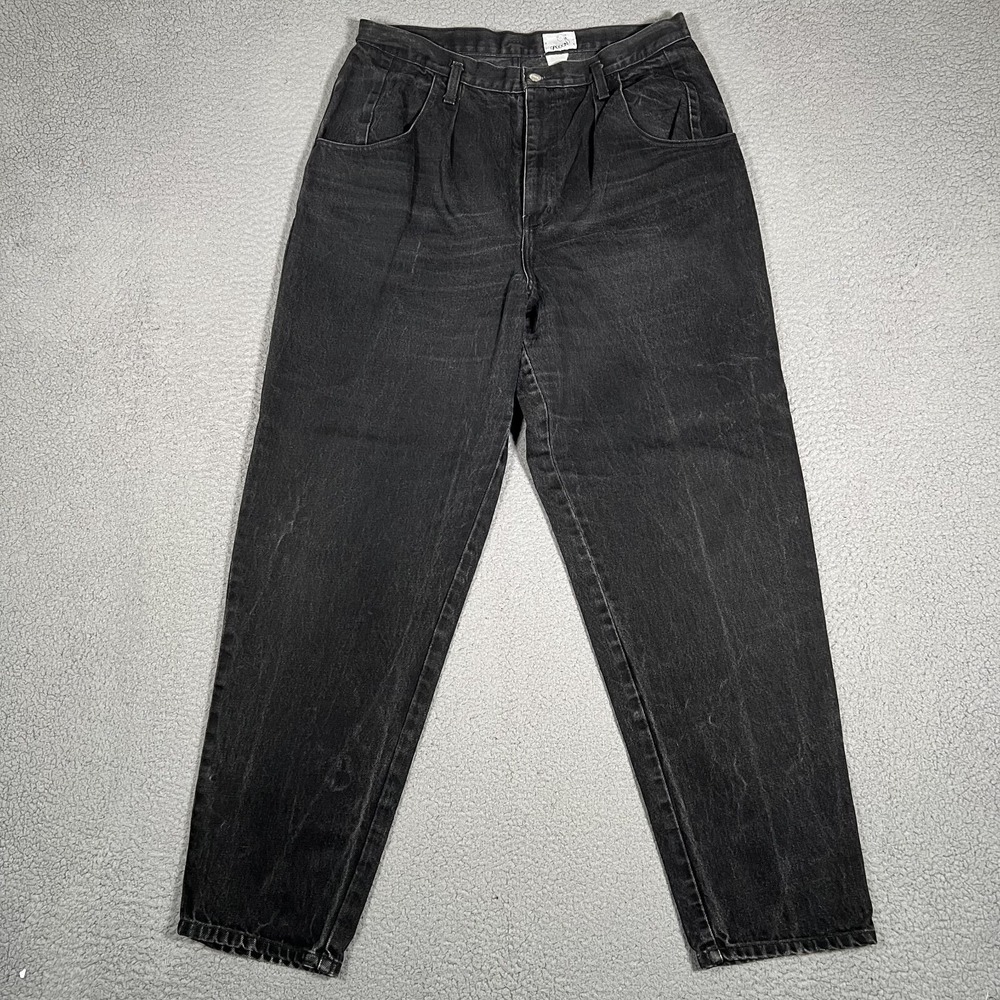Sasson Jeans Womens 34x32‎ Black High Waist Relaxed Taper Denim Casual Preppy